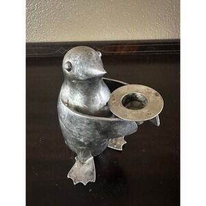 Vintage Restoration Hardware Penguin Candle Holder Home Decor Silver Plated
